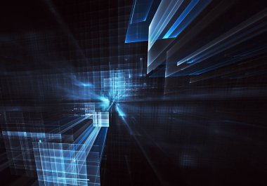 Bilgisayar soyut tehnology 3d görüntü oluşturulur. Üç boyutlu 3d fraktal, doku