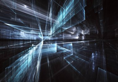 Bilgisayar soyut tehnology 3d görüntü oluşturulur. Üç boyutlu 3d fraktal, doku