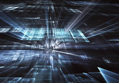 Bilgisayar soyut tehnology 3d görüntü oluşturulur. Üç boyutlu 3d fraktal, doku