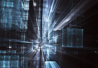 Bilgisayar soyut tehnology 3d görüntü oluşturulur. Üç boyutlu 3d fraktal, doku