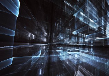 Bilgisayar soyut tehnology 3d görüntü oluşturulur. Üç boyutlu 3d fraktal, doku