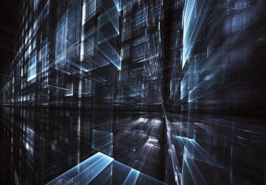 Bilgisayar soyut tehnology 3d görüntü oluşturulur. Üç boyutlu 3d fraktal, doku