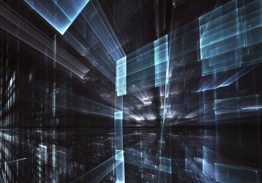 Bilgisayar soyut tehnology 3d görüntü oluşturulur. Üç boyutlu 3d fraktal, doku