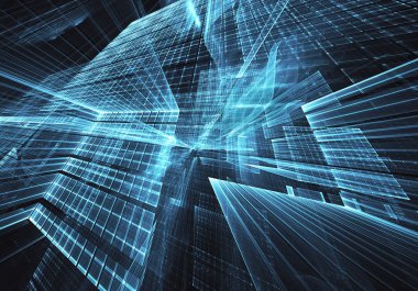 Bilgisayar soyut tehnology 3d görüntü oluşturulur. Üç boyutlu 3d fraktal, doku