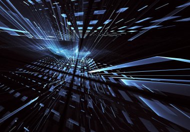 Bilgisayar soyut tehnology 3d görüntü oluşturulur. Üç boyutlu 3d fraktal, doku