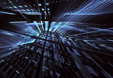 Bilgisayar soyut tehnology 3d görüntü oluşturulur. Üç boyutlu 3d fraktal, doku