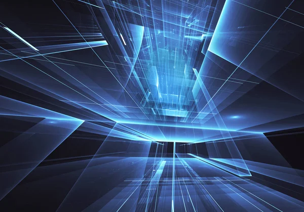 Bilgisayar soyut tehnoloji 3D illüstrasyon üretti. Üç boyutlu üç boyutlu fraktal, doku