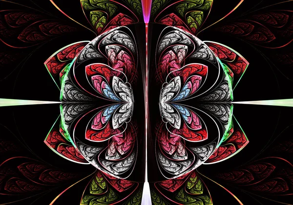 Motif fractal symétrique multicolore comme fleur. Art fractal . — Photo