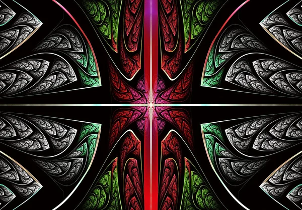 Motif fractal symétrique multicolore comme ornement. Art fractal . — Photo