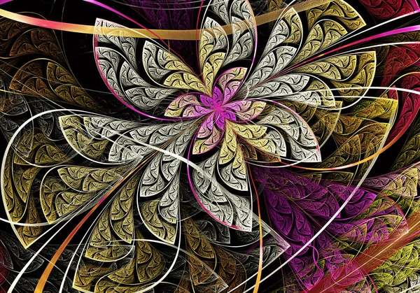 Çok renkli simetrik fraktal desen olarak çiçek. Fractal sanat. — Stok fotoğraf
