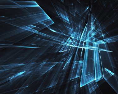 3d fraktal arka plan, 3d çizim. Sanal Neon şehir