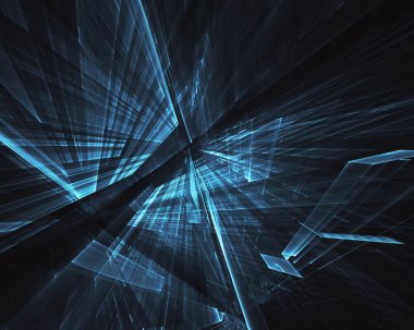 3d fraktal arka plan, 3d çizim. Sanal Neon şehir