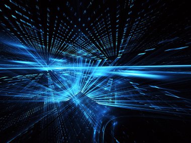 3d fraktal arka plan, 3d çizim. Sanal Neon şehir