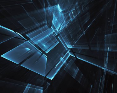 3d fraktal arka plan, 3d çizim. Sanal Neon şehir