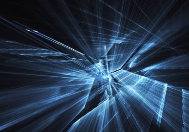 3d fraktal arka plan, 3d çizim. Sanal Neon şehir