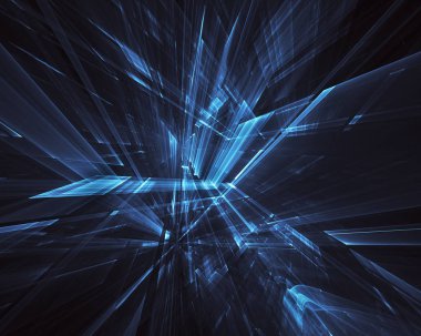 3d fraktal arka plan, 3d çizim. Sanal Neon şehir