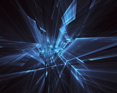 3d fraktal arka plan, 3d çizim. Sanal Neon şehir