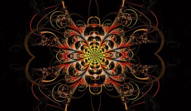 Çok renkli simetrik fraktal desen olarak çiçek. Fractal sanat