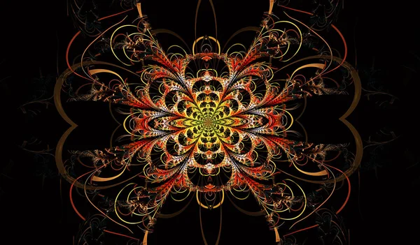 Veelkleurige symmetrische fractale patroon als bloem. Fractal Kunst — Stockfoto