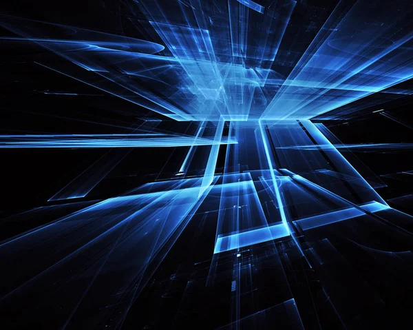 3d fraktal arka plan, 3d çizim. Sanal Neon şehir