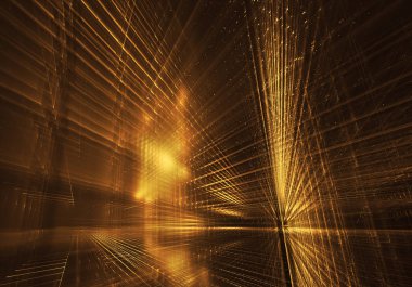 3d fraktal arka plan, 3d çizim. Sanal Neon şehir