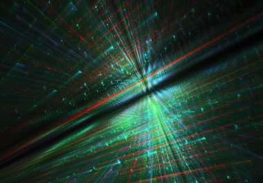 3d fraktal arka plan, 3d çizim. Sanal Neon şehir