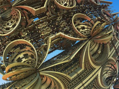 Fraktal 3d arka plan, soyut 3d illüstrasyon, tasarım için eleman
