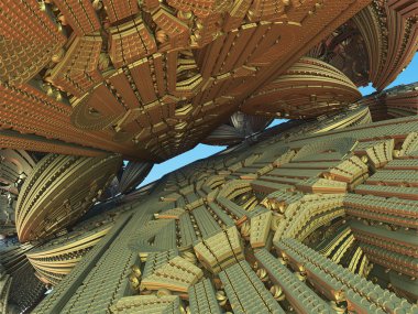Fraktal 3d arka plan, soyut 3d illüstrasyon, tasarım için eleman