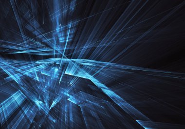 3d fraktal arka plan, 3d çizim. Sanal Neon şehir