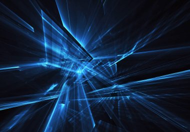 3d fraktal arka plan, 3d çizim. Sanal Neon şehir