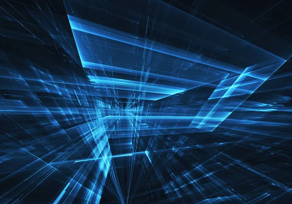 3d fraktal arka plan, 3d çizim. Sanal Neon şehir