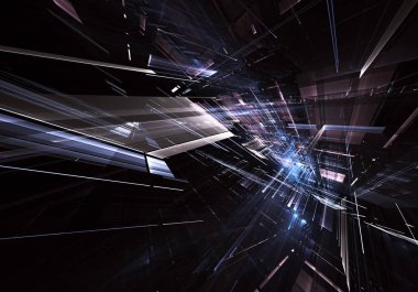 Aydınlatma efektli soyut arka plan. Teknolojik fraktal. Soyut 3d fraktal arka plan, 3d illüstrasyon.