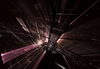 Yaratıcılık ve tasarım projelerinde kullanım için fraktal arkaplan. Teknolojik fraktal. Soyut 3d illüstrasyon