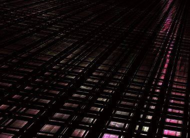 Bilgisayar soyut tehnoloji 3D illüstrasyon üretti. Üç boyutlu üç boyutlu fraktal, doku