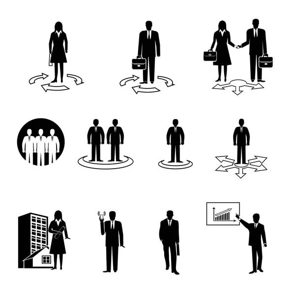 Business People Online Meeting Strategic Pictograms Set Presentation Online Conference — Stock Vector