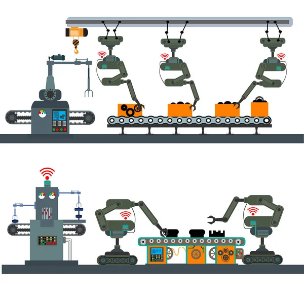Automatisation Industrielle Avec Technologie Intelligente Pour Définir Production Transport Internet — Image vectorielle