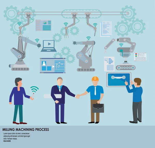 Automatisation Industrielle Avec Technologie Intelligente Pour Définir Production Transport Internet — Image vectorielle