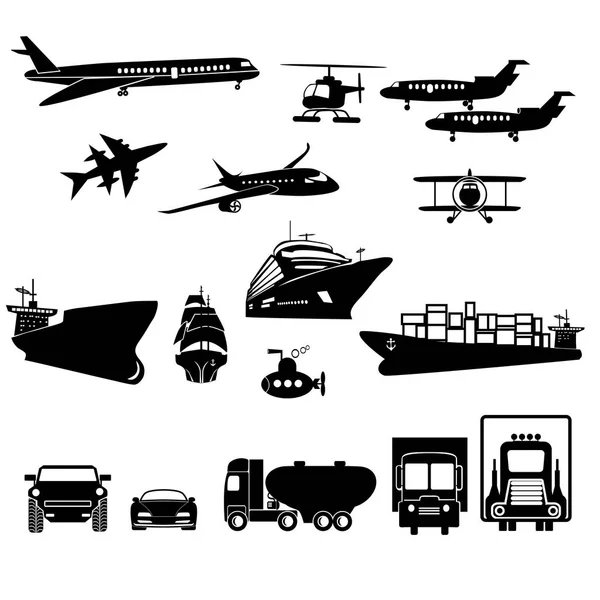 Conjunto Iconos Planos Transporte Ilustración Vectorial — Archivo Imágenes Vectoriales