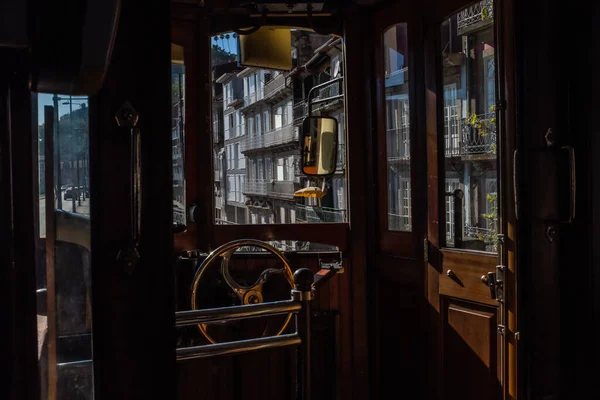 Interior Cabina Trasera Uno Los Tranvías Históricos Oporto Todavía Servicio —  Fotos de Stock