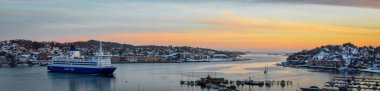 Sandefjord sunset with Color-Line ferry clipart