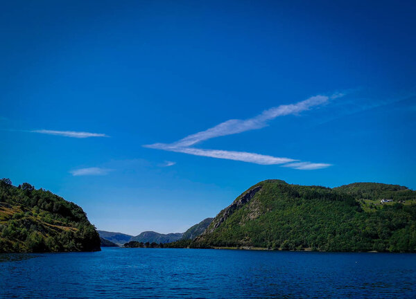 Norwegian nature fields and fjords