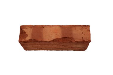 İzole edilmiş beyaz arkaplanda kırmızı tuğla, kenar görünüm