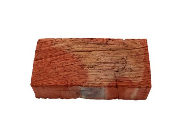İzole edilmiş beyaz arkaplanda kırmızı tuğla, kenar görünüm