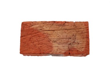 İzole edilmiş beyaz arkaplanda kırmızı tuğla, üst görünüm