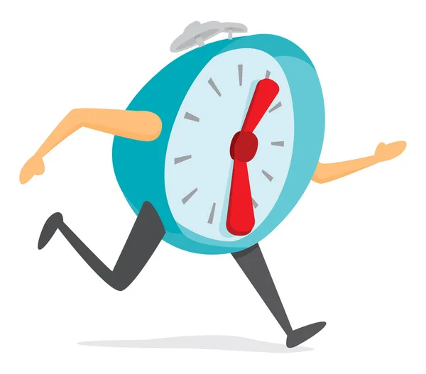Cartoon Illustratie Van Alarm Clock Ball Running Laat — Stockvector