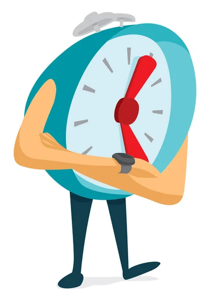Dibujos Animados Ilustración Alarma Nerviosa Reloj Verificación Tiempo — Vector de stock
