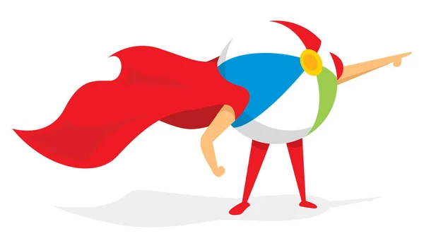 Cartoon Illustration Colorful Beach Ball Super Hero — Stockový vektor