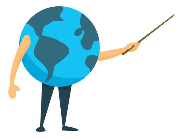 Dibujos Animados Ilustración Planeta Tierra Cartera Enseñanza Realización Una Presentación — Vector de stock