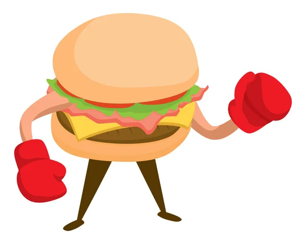 Cartoon Afbeelding Van Zware Hamburger Krijgen Taai — Stockvector