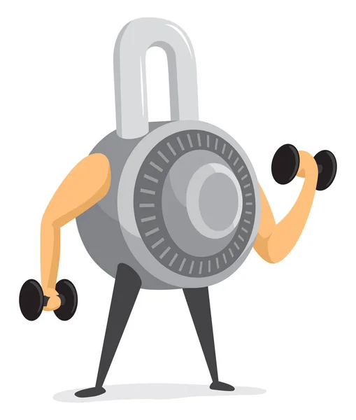 Cartoon Illustration Strong Combination Padlock Providing Security — Stock Vector